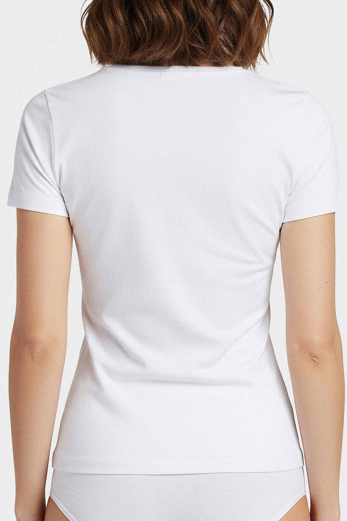 Impetus Damen Shirt Innovation mit kurzem Arm und V-Ausschnitt in Weiß