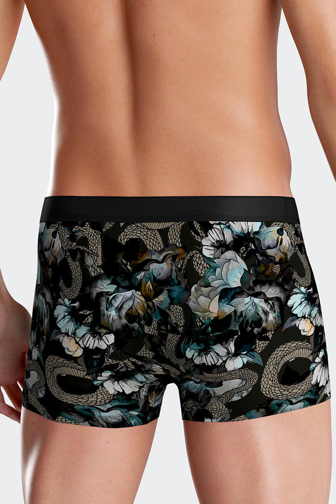 I AM Boxer-Retro aus einer weichen Lyocell- Elasthanmischung in Schwarz mit Blütendruck - made by Impetus