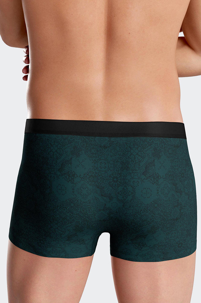 I AM Boxer-Retro Peacefull aus einer weichen Lyocell- Elasthanmischung in Darkgreen mit schwarzer Ornamentik - made by Impetus