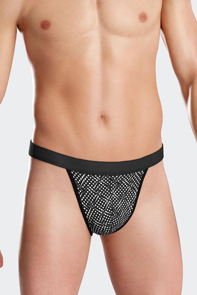 I AM String Hypnotic aus Lyocell in Schwarz mit weißem Viereckmuster von Impetus