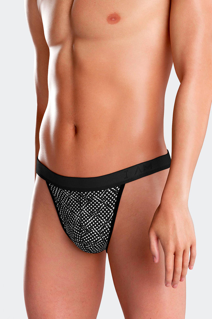 I AM String Hypnotic aus Lyocell in Schwarz mit weißem Viereckmuster von Impetus