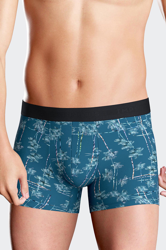 Impetus Pants Oasis aus weicher Lyocll/Baumwollmischung mit Elasthanin Blau mit Farnmuster