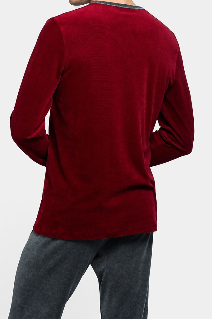 Impetus Pyjama Deyrolle aus Fleece in bordeaux/grau