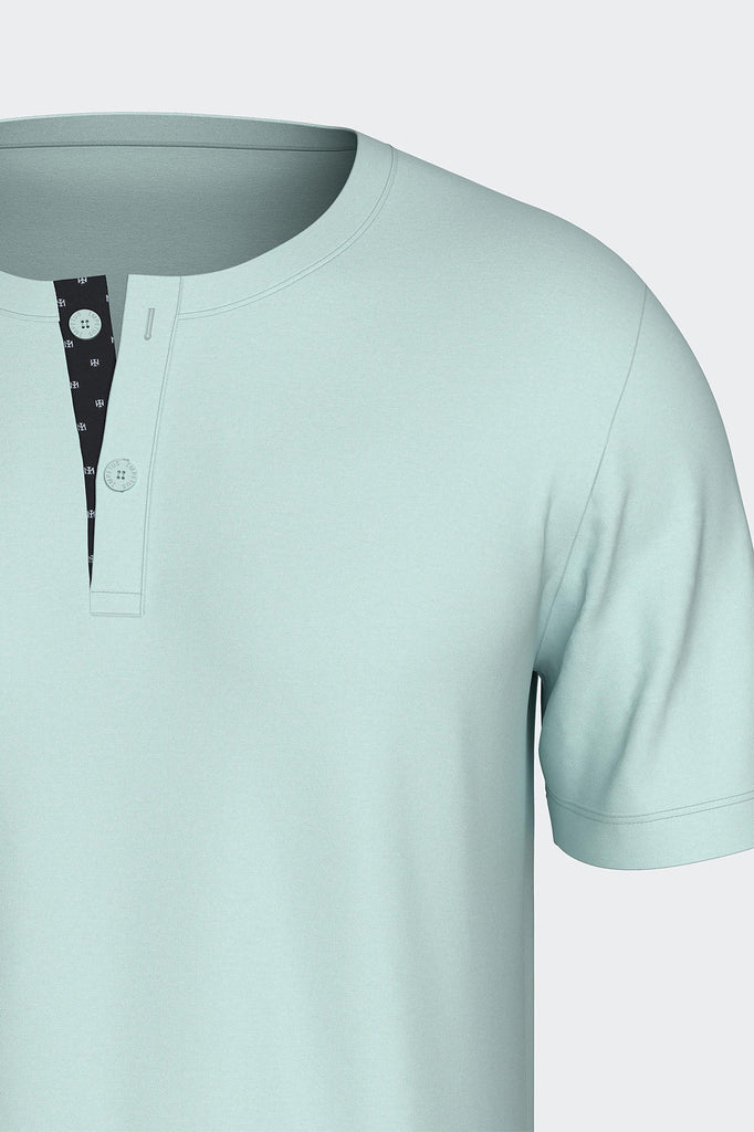 kurzärmeliger Impetus Pyjama Apex aus Baumwolle in Iceblue mit schwarzer Hose