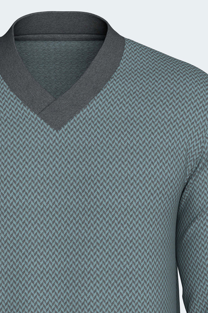 Impetus Pyjama Easyline aus Baumwolle in grün/grauer Kombination