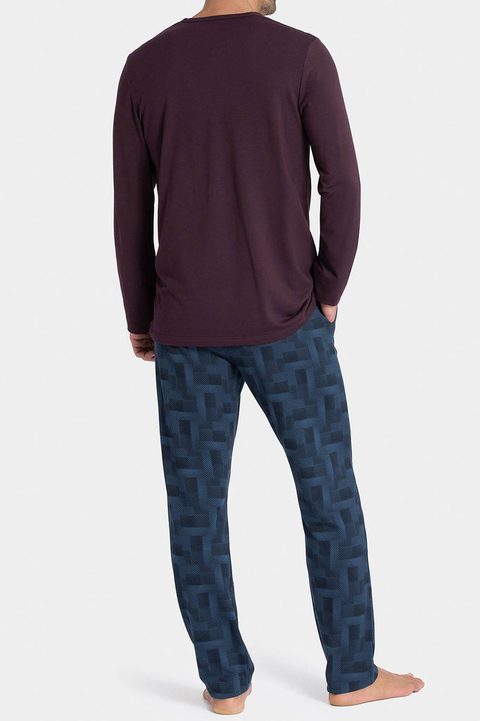 Impetus Pyjama Isamu aus Modal/Baumwolle in Plum und Blaugrau