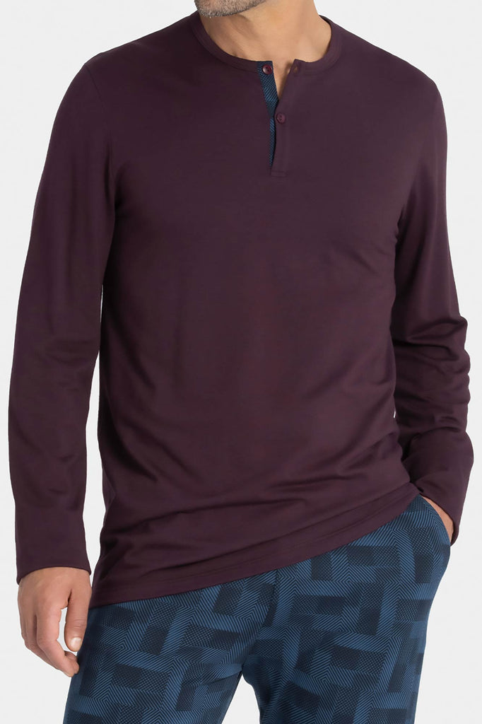Impetus Pyjama Isamu aus Modal/Baumwolle in Plum und Blaugrau