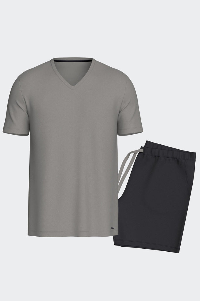 Sommer Impetus Pyjama aus Lyocell in Grau/Navy