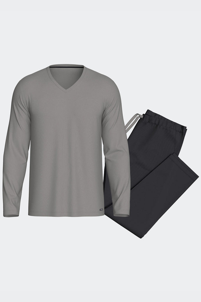Impetus Pyjama Soft Premium aus weichem Lyocell in Grau/Blau