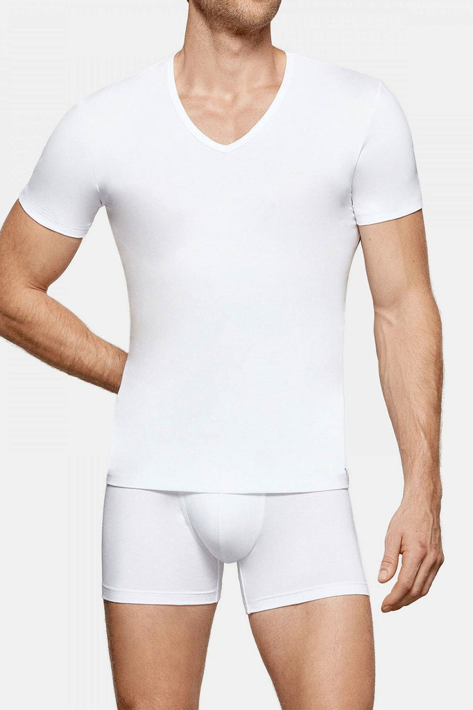 Impetus V-Shirt aus Baumwolle und Modal in Weiß