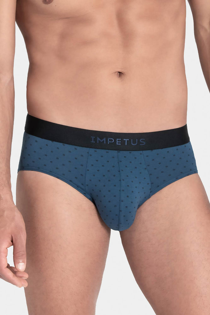 Impetus Slip Haori in Nachtbalu mit Logodruck aus Modal/Baumwolle