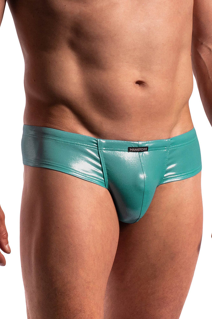 Manstore Beach Cheeky Brief M2286 in Petrol aus satiniertem Lack