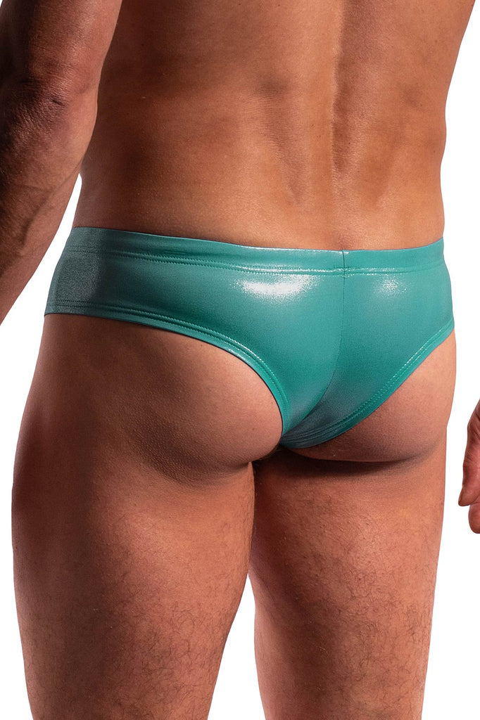 Manstore Beach Cheeky Brief M2286 in Petrol aus satiniertem Lack