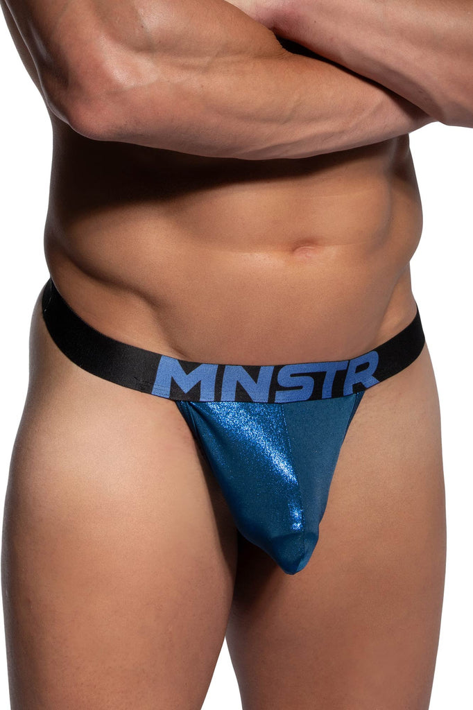 Manstore Bungee Pouch M2485 aus glitzender Microfaser in Blau