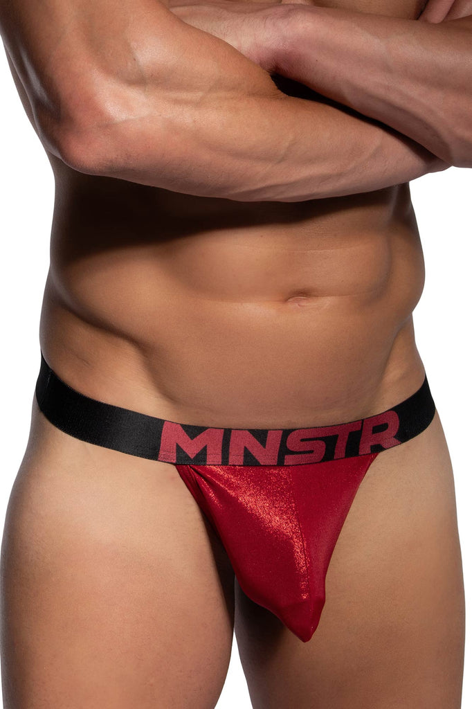 Manstore Bungee Pouch M2485 aus glitzender Microfaser in Rot
