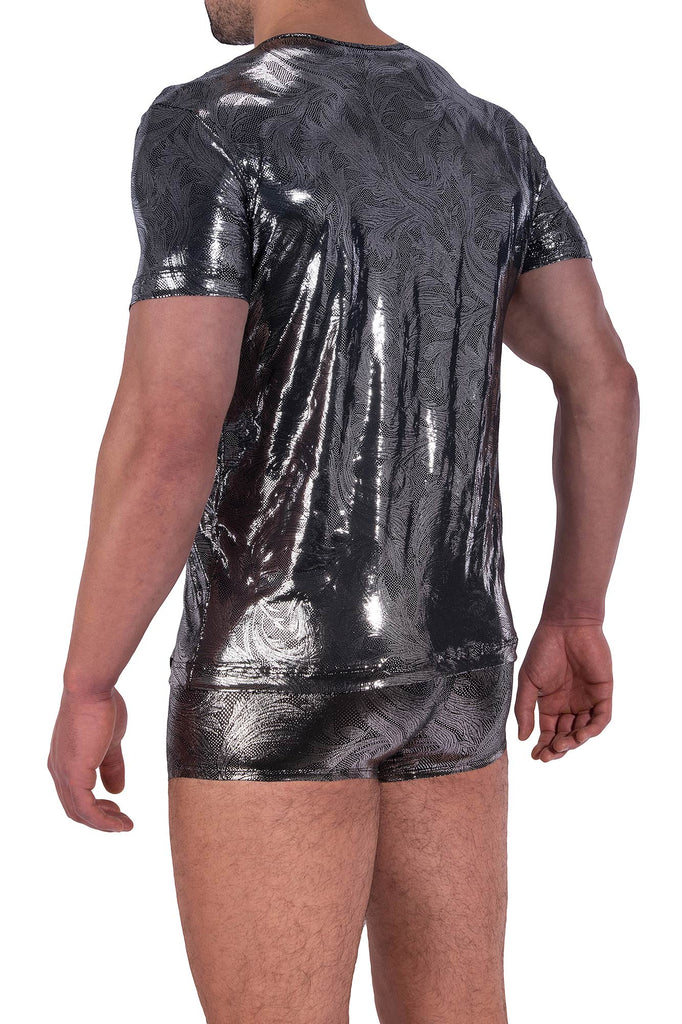 Manstore Casual Tee M2323 in Schwarz mit Silberfolie
