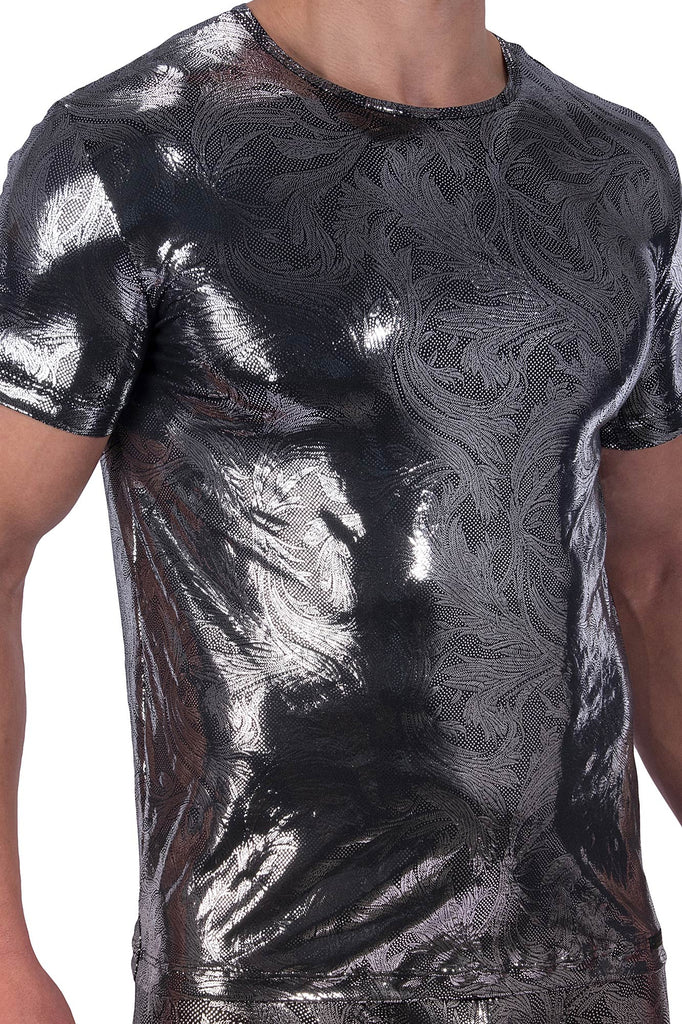 Manstore Casual Tee M2323 in Schwarz mit Silberfolie