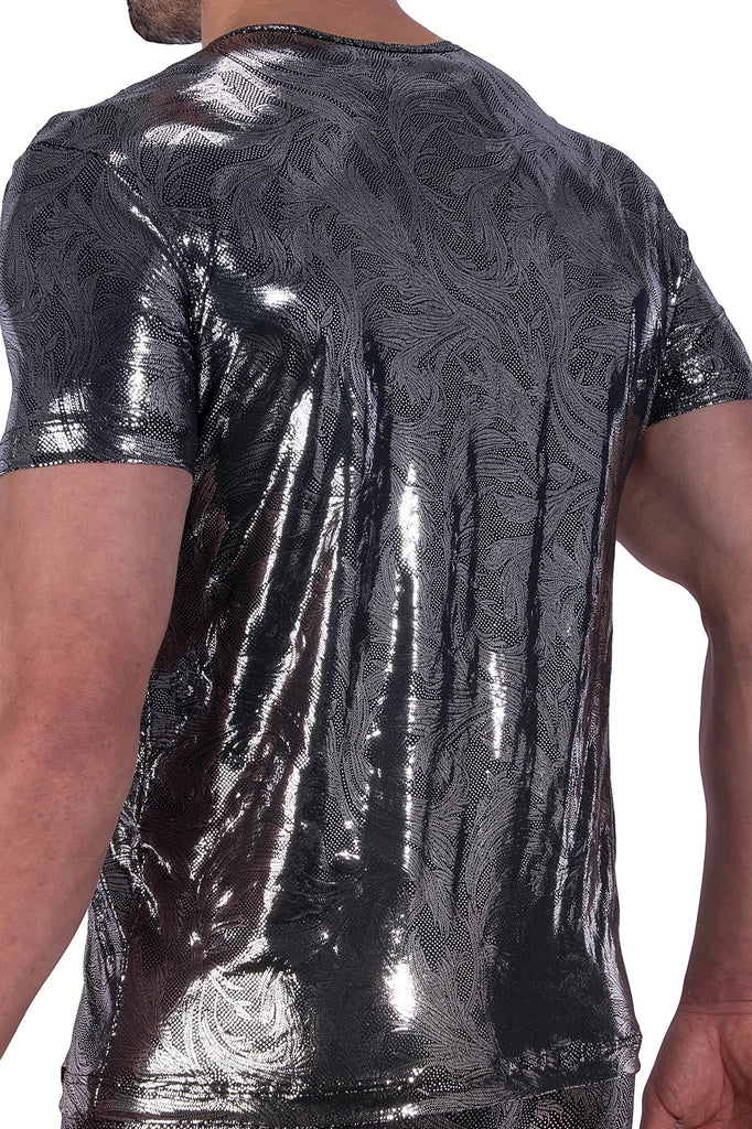 Manstore Casual Tee M2323 in Schwarz mit Silberfolie