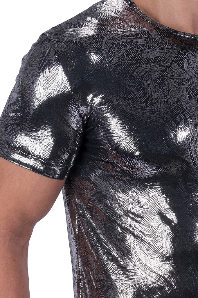 Manstore Casual Tee M2323 in Schwarz mit Silberfolie