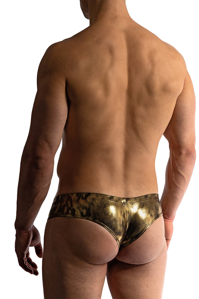 Manstore Cheeky Brief M2420 mit ausgefallenen Farbverläufen auf goldfarbener Folie
