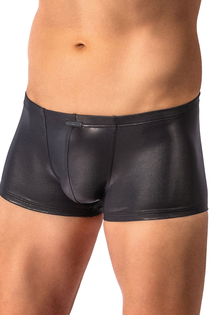 Manstore Micro Pants M2614 mit satinierter Oberfläche in Lederoptik in Schwarz