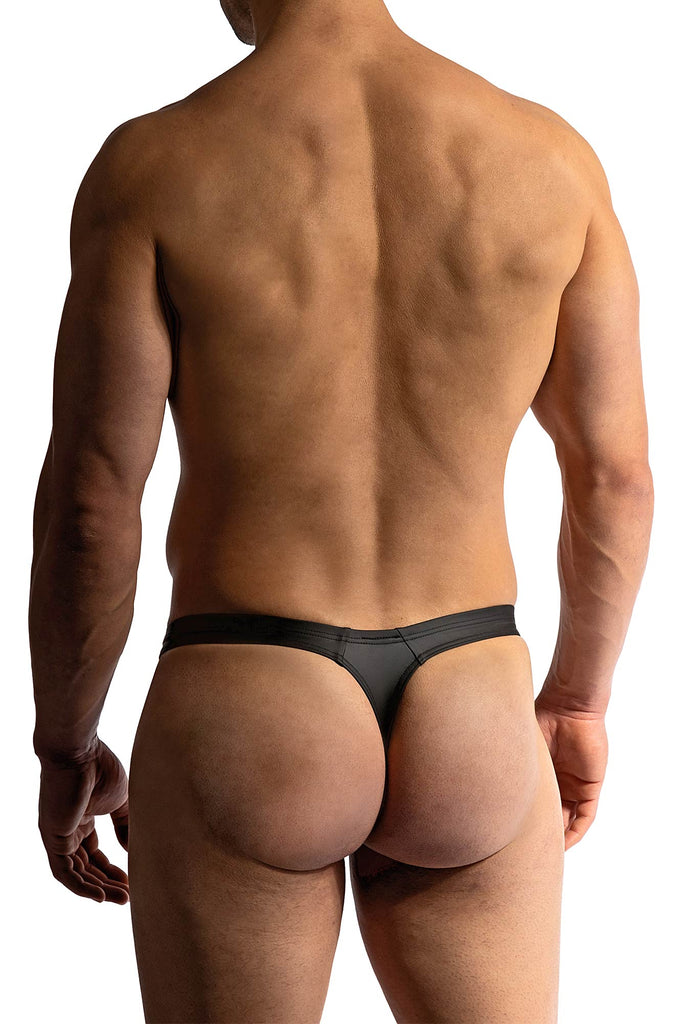 Manstore Zipped String M2415 aus Latex und Lederimitat in Schwarz