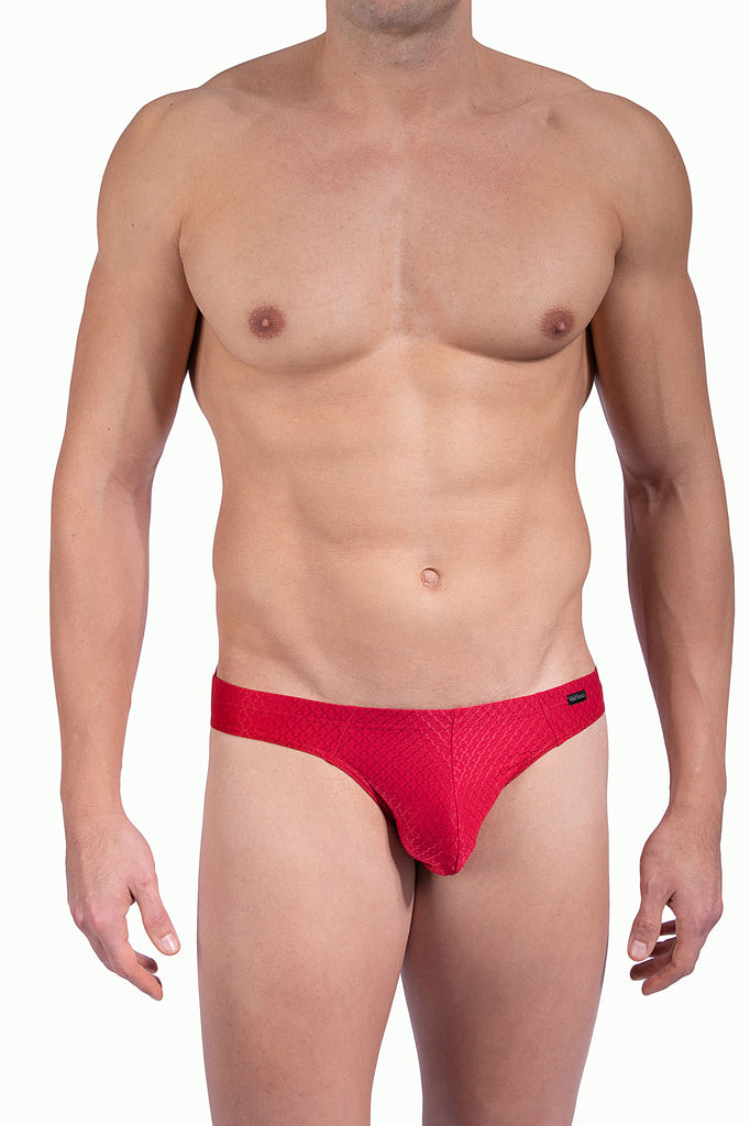 Olaf Benz Brazilbrief RED2312 in Rot aus Microfaser mit ornamentaler Webstruktur