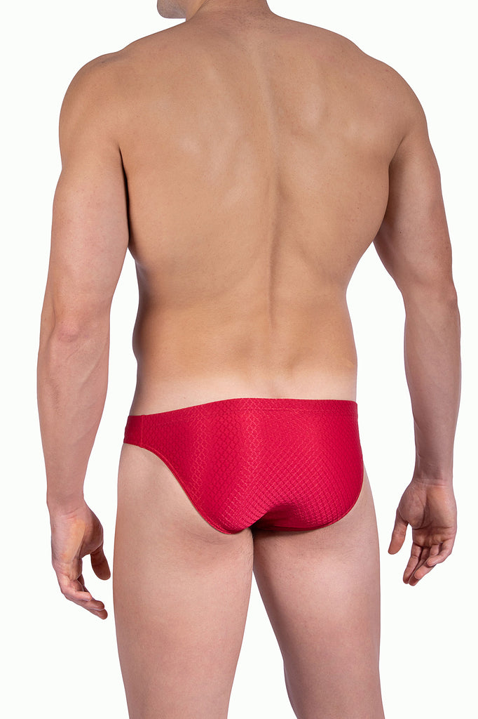 Olaf Benz Brazilbrief RED2312 in Rot aus Microfaser mit ornamentaler Webstruktur