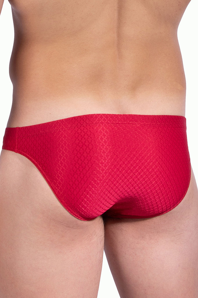 Olaf Benz Brazilbrief RED2312 in Rot aus Microfaser mit ornamentaler Webstruktur