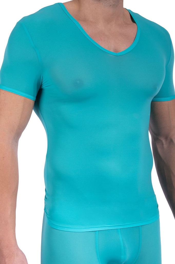 Olaf Benz V-Shirt RED0965 in Adriablau aus Microfaser