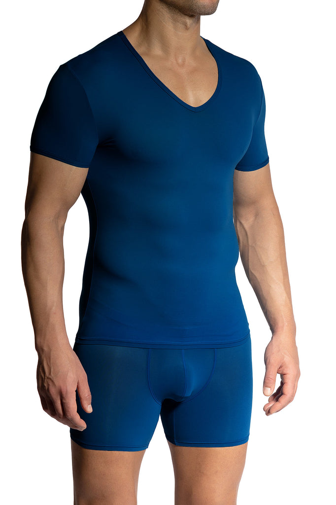 Olaf Benz V-Neck RED0965 aus weicher Microfaser in Pacific-Blau