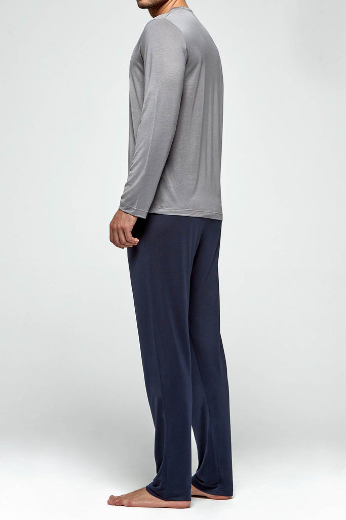 Impetus Pyjama Soft Premium aus weichem Lyocell in Grau/Blau