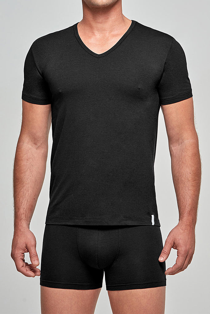 IMPETUS V-Shirt Cotton Modal - schwarz