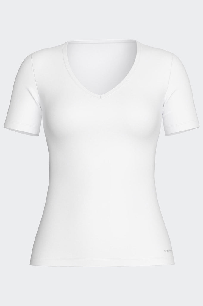 Impetus Damen Shirt Innovation mit kurzem Arm und V-Ausschnitt in Weiß