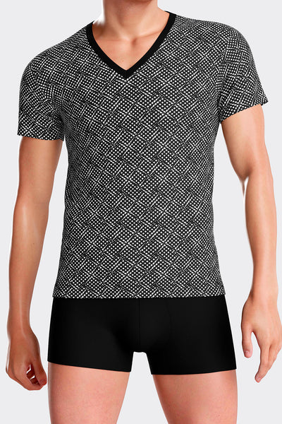 I AM Shirt Hypnotic aus Lyocell in Schwarz mit weißem Viereckmuster von Impetus