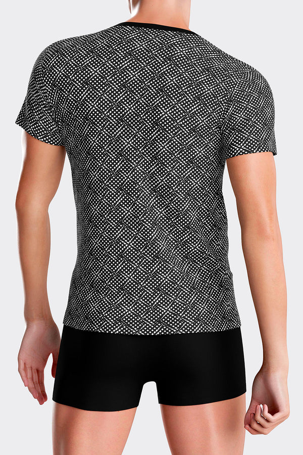 I AM Shirt Hypnotic aus Lyocell in Schwarz mit weißem Viereckmuster von Impetus