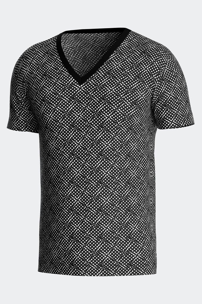 I AM Shirt Hypnotic aus Lyocell in Schwarz mit weißem Viereckmuster von Impetus