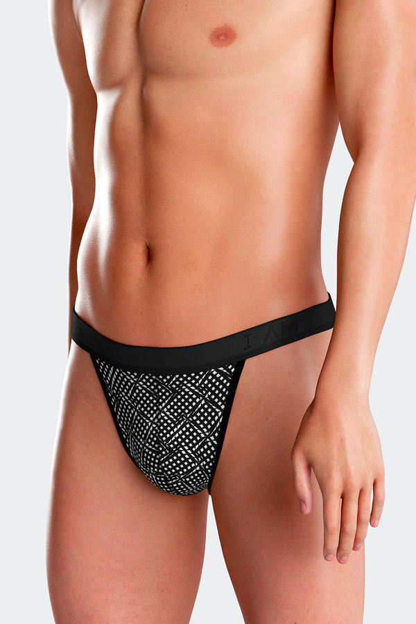 I AM String Hypnotic aus Lyocell in Schwarz mit weißem Viereckmuster von Impetus