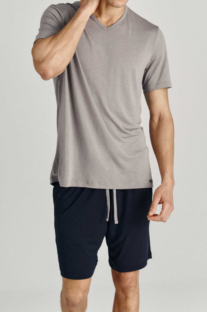 Sommer Impetus Pyjama aus Lyocell in Grau/Navy