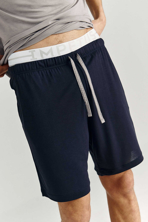 Sommer Impetus Pyjama aus Lyocell in Grau/Navy