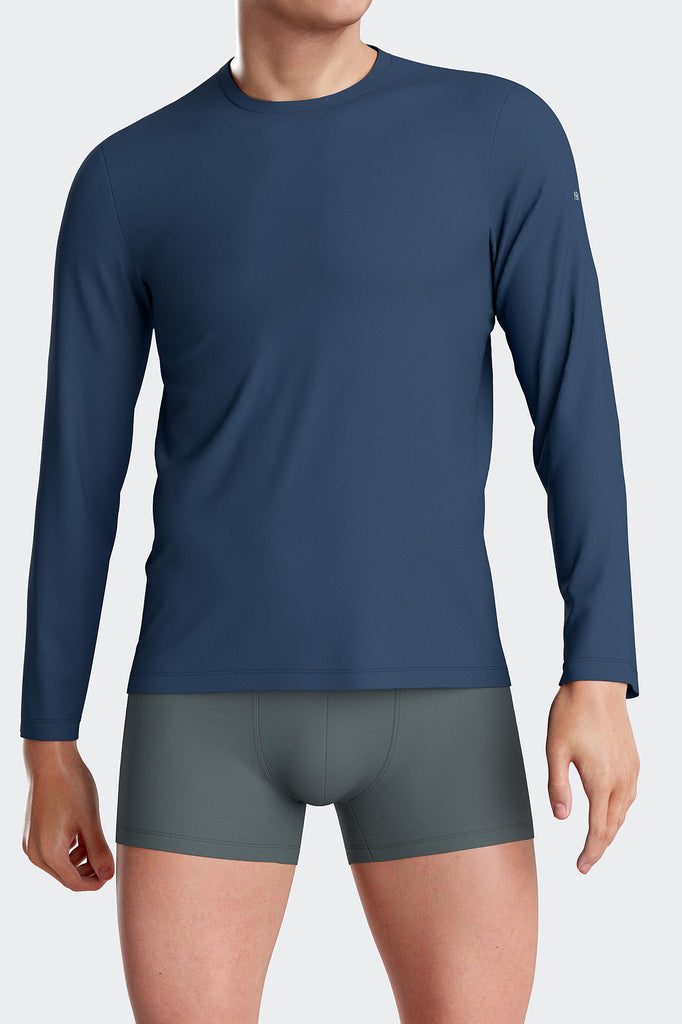 Langarm Shirt Asuka mit Rundhalsausschnitt aus Baumwolle/Lyocell in Blau
