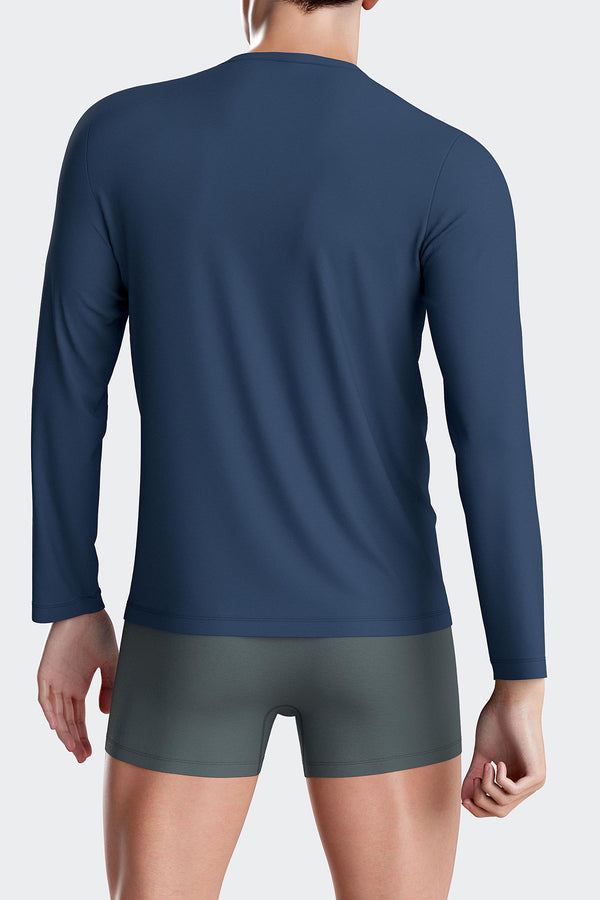 Langarm Shirt Asuka mit Rundhalsausschnitt aus Baumwolle/Lyocell in Blau