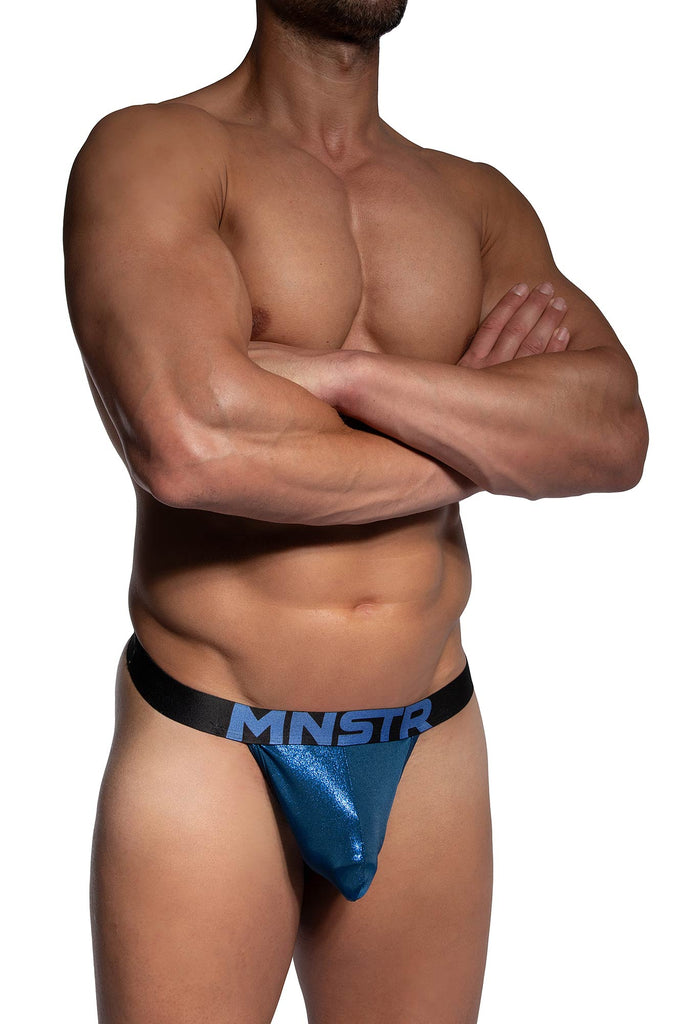 Manstore Bungee Pouch M2485 aus glitzender Microfaser in Blau