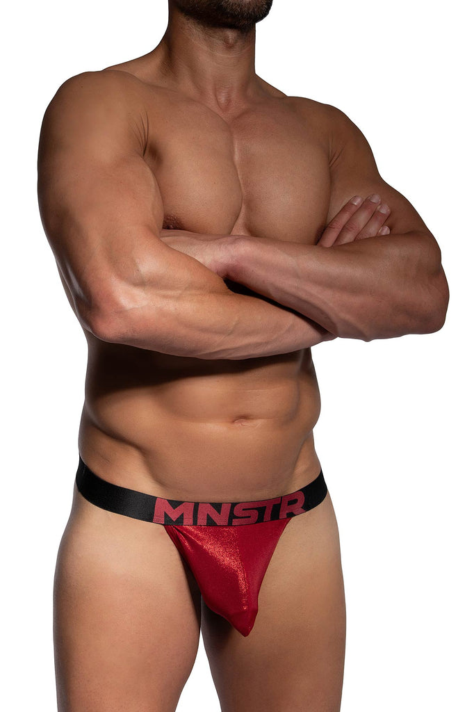 Manstore Bungee Pouch M2485 aus glitzender Microfaser in Rot