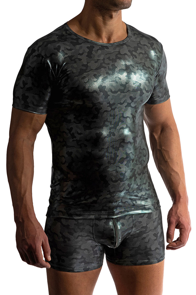 Manstore Casula Tee M2414 in Camouflage-Optik mit Glanzeffekt