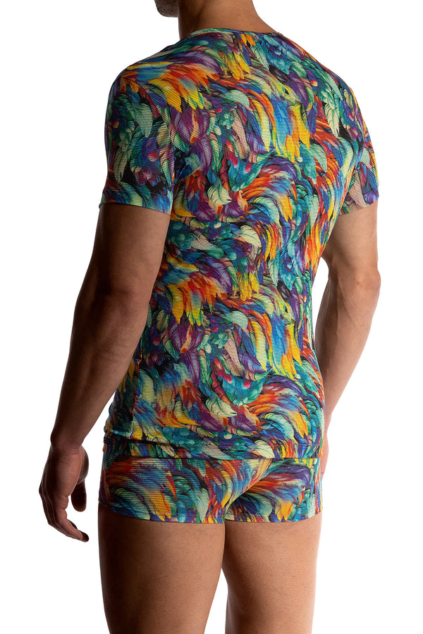 Manstore Casual Tee M2508 aus Jersey mit Federdesign