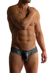 Manstore Cheeky Brief M2414 in Camouflage-Optik mit Glanzeffekt