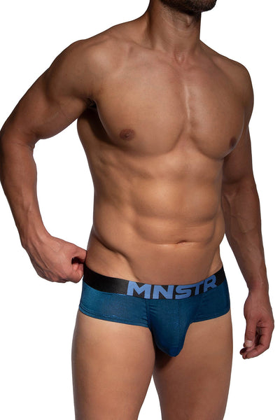 Manstore Cheeky Brief M2485 aus glitzender Microfaser in Blau