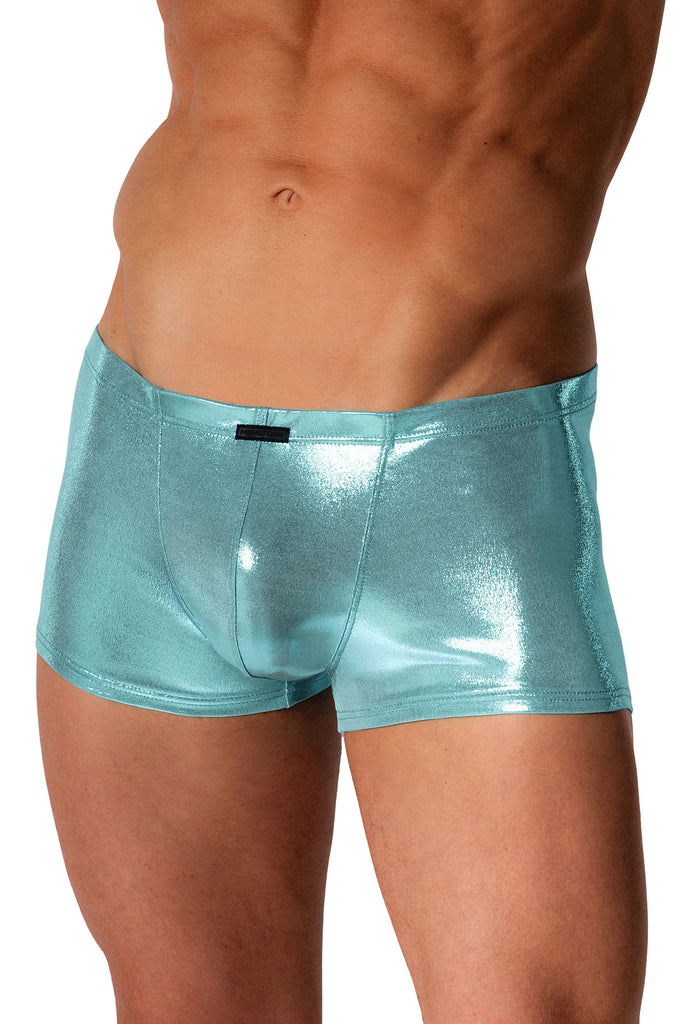 Manstore Micro Pants M2573 mit satinierter Glanzoberfläche auf Jerseystoff in Ice Blue