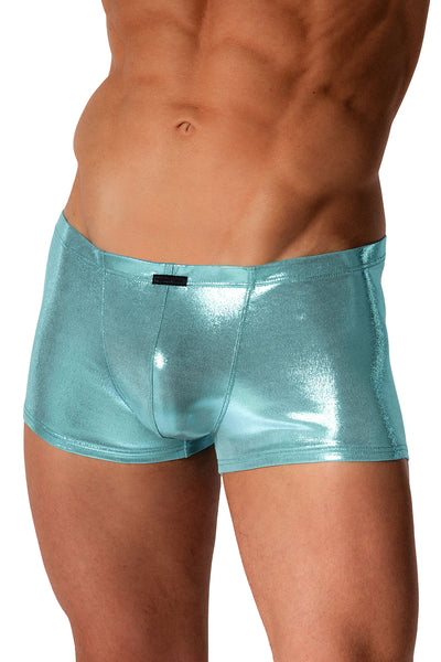 Manstore Micro Pants M2573 mit satinierter Glanzoberfläche auf Jerseystoff in Ice Blue